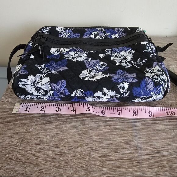 Vera Bradley Quilted Crossbody Bag with Black Lavender Floral Pattern and Faux - Picture 5 of 6